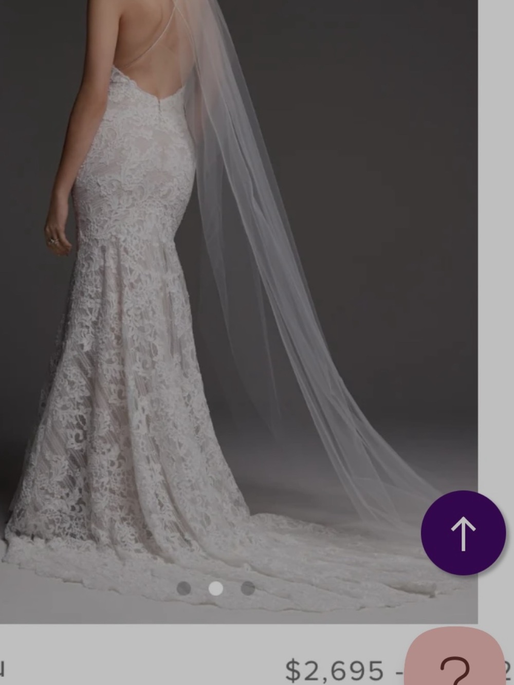 Watters Ivory Lace Spaghetti Strap Wedding Gown - Picture 2 of 5